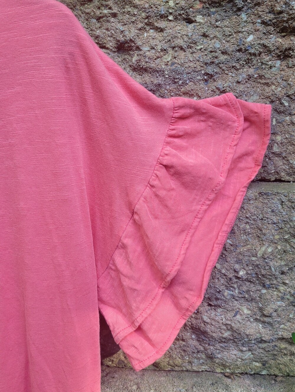 Sundance catalog women's embroidered layered flutter sleeve coral pink Tshirt M - Picture 10 of 14